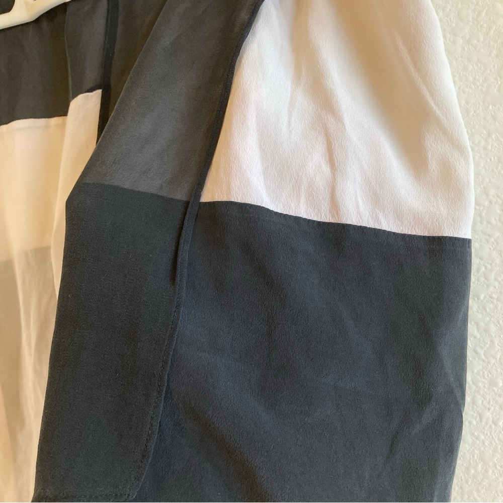 DKNY Black White Silk Layered Skirt Size M Sheer Panel Mini - Picture 3 of 10